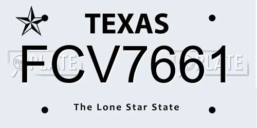FCV7661 Texas License Plate