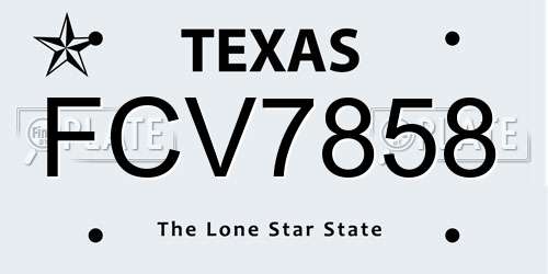 FCV7858 Texas License Plate