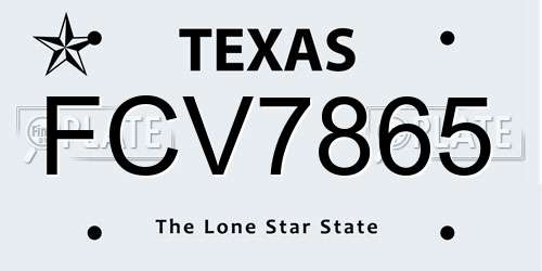 FCV7865 Texas License Plate