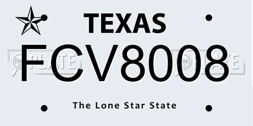 FCV8008 Texas License Plate