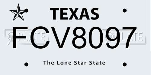 FCV8097 Texas License Plate