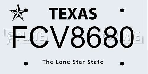 FCV8680 Texas License Plate
