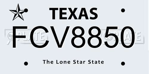 FCV8850 Texas License Plate