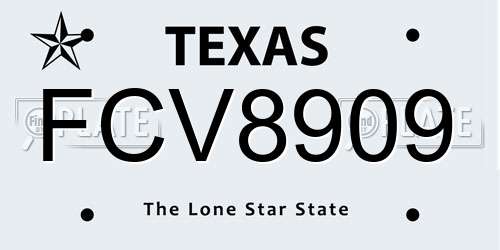 FCV8909 Texas License Plate