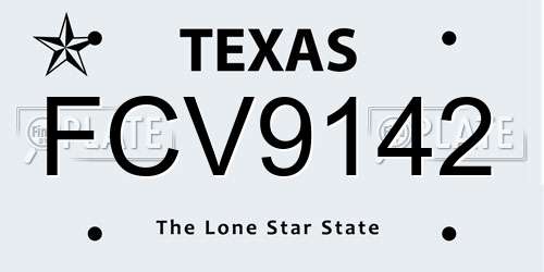 FCV9142 Texas License Plate