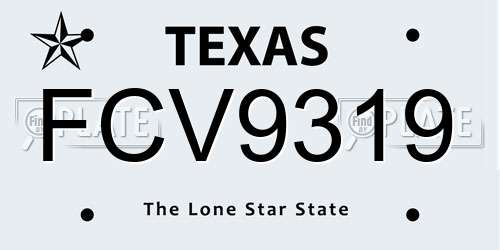 FCV9319 Texas License Plate