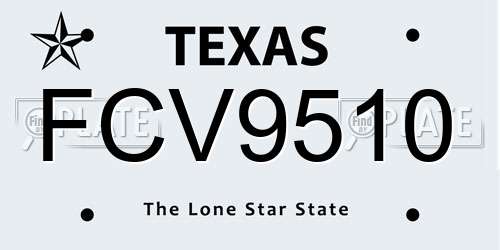 FCV9510 Texas License Plate