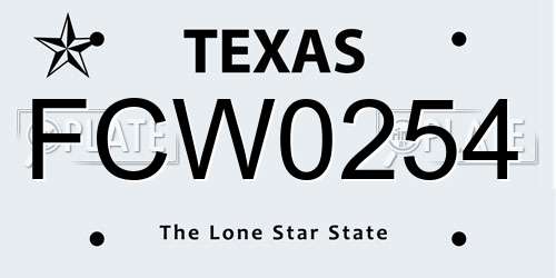 FCW0254 Texas License Plate