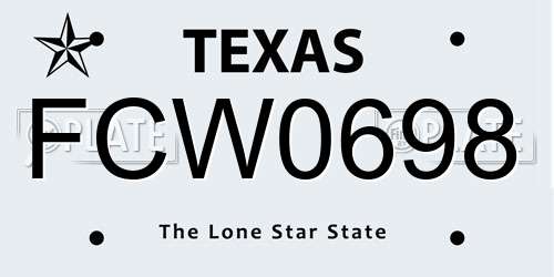FCW0698 Texas License Plate