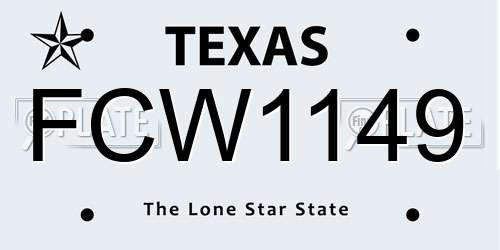 FCW1149 Texas License Plate