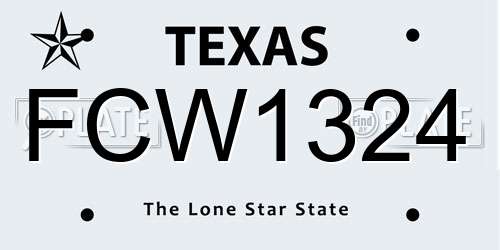 FCW1324 Texas License Plate