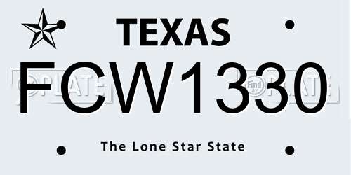 FCW1330 Texas License Plate