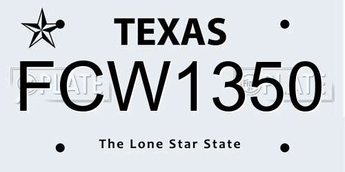 FCW1350 Texas License Plate