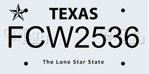 FCW2536 Texas License Plate