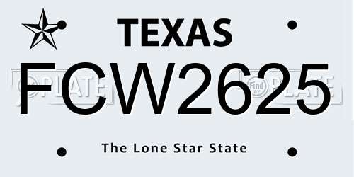 FCW2625 Texas License Plate