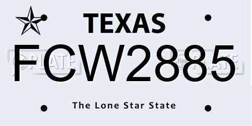 FCW2885 Texas License Plate
