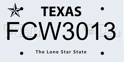 FCW3013 Texas License Plate