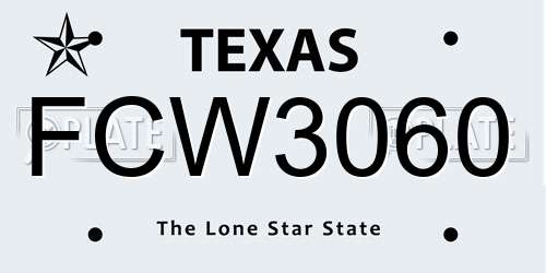 FCW3060 Texas License Plate