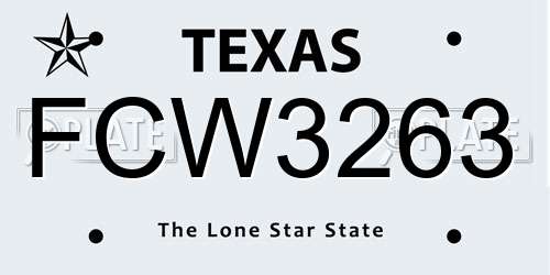 FCW3263 Texas License Plate