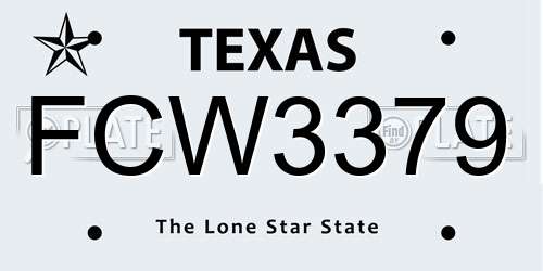 FCW3379 Texas License Plate
