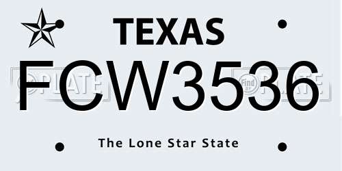FCW3536 Texas License Plate