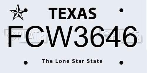 FCW3646 Texas License Plate