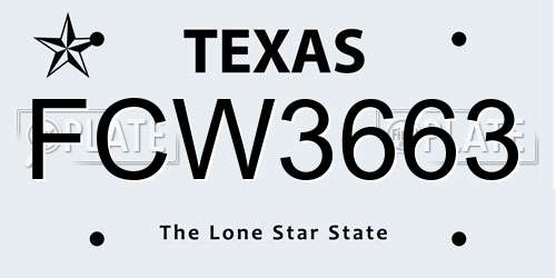 FCW3663 Texas License Plate