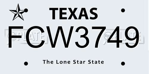 FCW3749 Texas License Plate