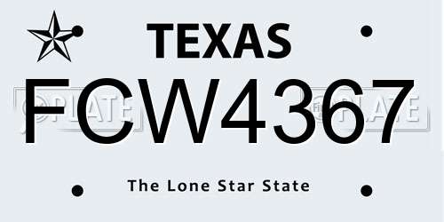 FCW4367 Texas License Plate