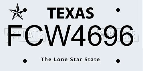 FCW4696 Texas License Plate