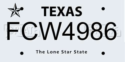 FCW4986 Texas License Plate