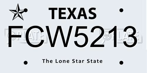 FCW5213 Texas License Plate