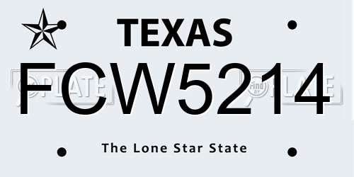 FCW5214 Texas License Plate