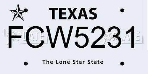 FCW5231 Texas License Plate