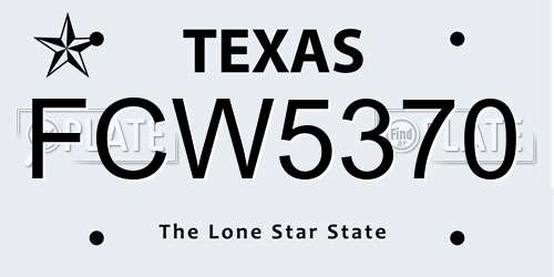 FCW5370 Texas License Plate