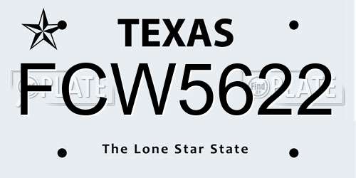 FCW5622 Texas License Plate
