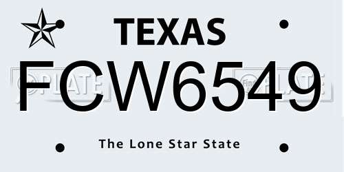 FCW6549 Texas License Plate