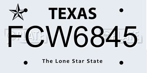 FCW6845 Texas License Plate