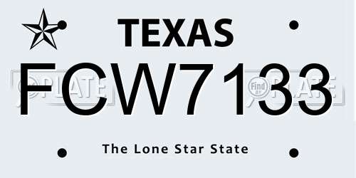 FCW7133 Texas License Plate