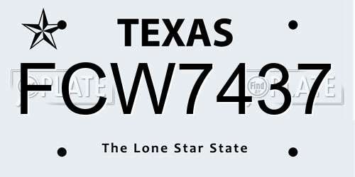 FCW7437 Texas License Plate