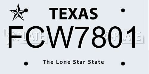 FCW7801 Texas License Plate
