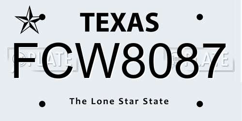 FCW8087 Texas License Plate