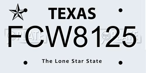 FCW8125 Texas License Plate