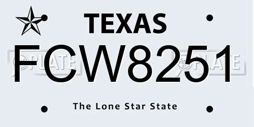 FCW8251 Texas License Plate