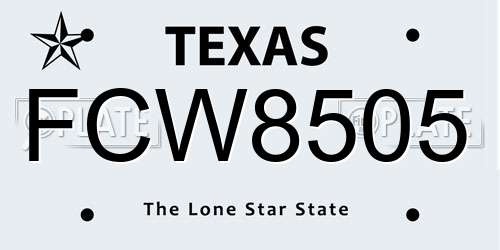 FCW8505 Texas License Plate
