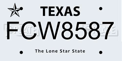 FCW8587 Texas License Plate