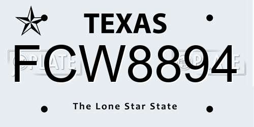 FCW8894 Texas License Plate