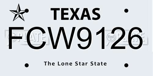 FCW9126 Texas License Plate
