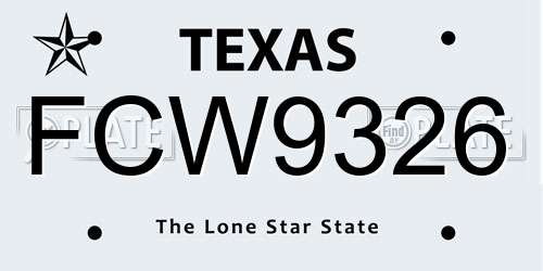 FCW9326 Texas License Plate