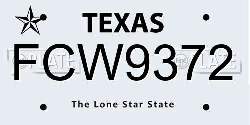 FCW9372 Texas License Plate
